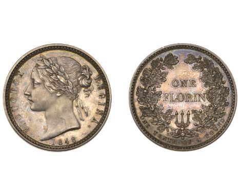 Victoria (1837-1901), Pattern Florin, 1848, by W. Wyon, in silver, large laureate bust left, rev. one florin within wreath en