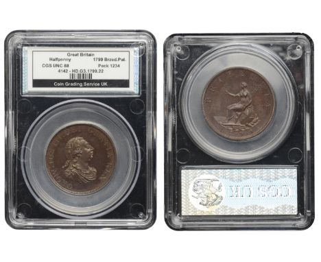 George III (1760-1820), Pre-1816 issues, Pattern Halfpenny, 1799 (early Soho), by C.H. Küchler, in bronzed-copper, laureate b