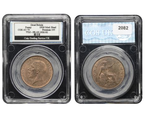 George V (1910-1936), Penny, 1926, type 2 (F 195; BMC 2265; S 4054). Extremely fine, obverse with considerable original colou