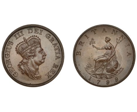 George III (1760-1820), Pre-1816 issues, Restrike Pattern Halfpenny, 1799, by W.J. Taylor after C.H. Küchler, in bronzed-copp