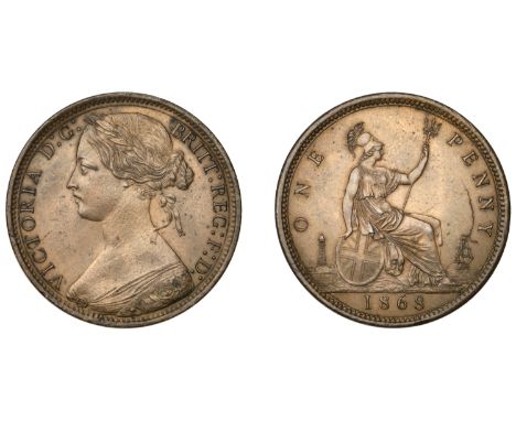 Victoria (1837-1901), Penny, 1868 (F 56; BMC 1682; S 3954). Extensive die flaw running from Britannia’s hemline to the first 