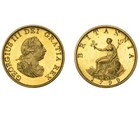 George III (1760-1820), Pre-1816 issues, Pattern Halfpenny, 1799 (late Soho), by C.H. Küchler, in gilt-copper, laureate bust 