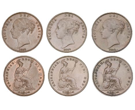 Victoria (1837-1901), Pennies (3), 1858 no initials (2), 1859 (BMC 1518-19; S 3948) [3]. About extremely fine £100-£150  --- 