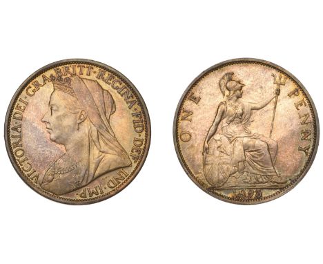 Victoria (1837-1901), Penny, 1895, dies Vv, trident 2mm from p of penny (F 139; BMC 1939; S 3961A). Partly toned on both side