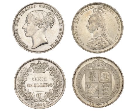 Victoria (1837-1901), Shillings (2), 1860, 1887 Jubilee (ESC 3018, 3137; S 3904, 3926) [2]. First good very fine, rare, secon