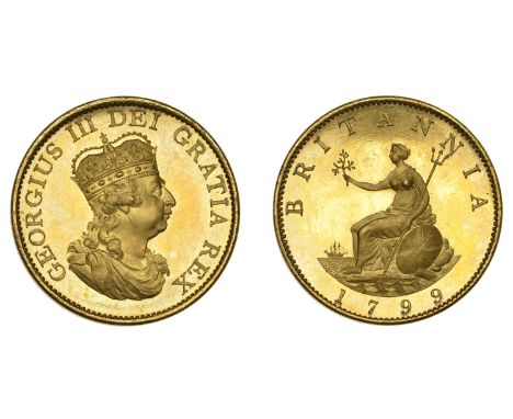George III (1760-1820), Pre-1816 issues, Pattern Halfpenny, 1799 (early Soho), by C.H. Küchler, in gilt-copper, small crowned