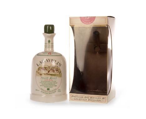 LAGAVULIN WHITE HORSE DECANTER AGED 15 YEARS Active. Port Ellen, Islay. 75cl, 45% volume, in carton.   CONDITION REPORT:  Cer