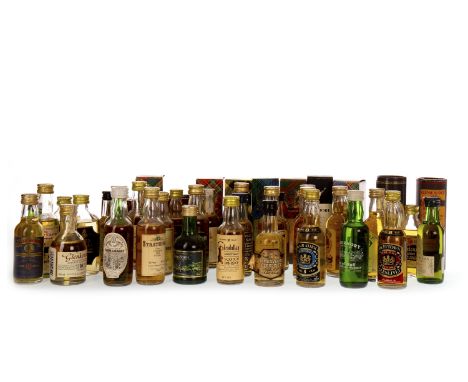 APPROXIMATELY SEVENTY SINGLE MALT SCOTCH WHISKY MINIATURESIncludes: Dallas Dhu aged 12 years (40%), Glen Scotia 8 years old (