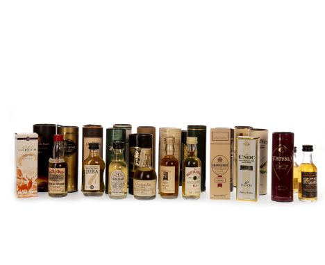 APPROXIMATELY EIGHTY SINGLE MALT SCOTCH WHISKY MINIATURESIncludes: The Glen Garioch (70° proof), Glenturret 5000 days old (40