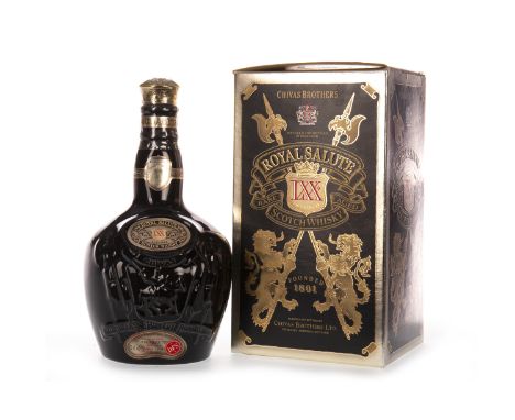 CHIVAS BROTHERS ROYAL SALUTE LXX 21 YEARS OLD Blended Scotch Whisky. 70cl, 40% volume, in black Wade decanter, felt pouch and