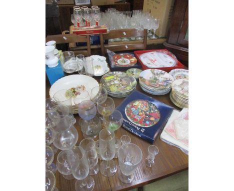 Twentieth Century household items to include mixed domestic glass, collectors wall plates to include 1990's Royal Doulton Old