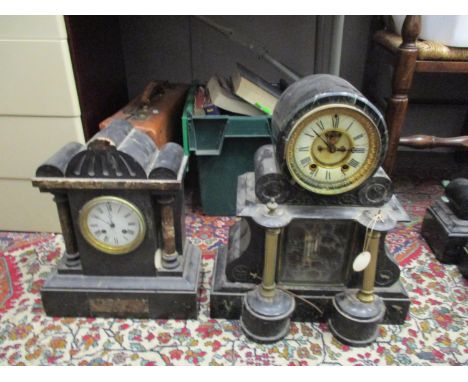Two slate and marble mantel clocks, one by J.W Benson, the other by the Ansonia Clock Company, A/FLocation: VR 
