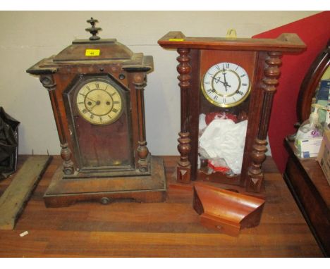 An oak and part ebonized mantel clock together with a Vienna style wall clockLocation: G 