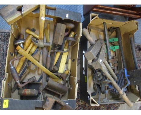 Vintage tools to include treen clamps and wooden handled tools together with a quantity of wooden rulersLocation: 1:5 