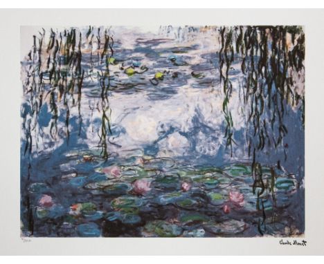 Claude Monet (after) 'Water Lilies' lithography print, sheet size 50 x 70 cm, plate signed bottom right, numbered with pencil