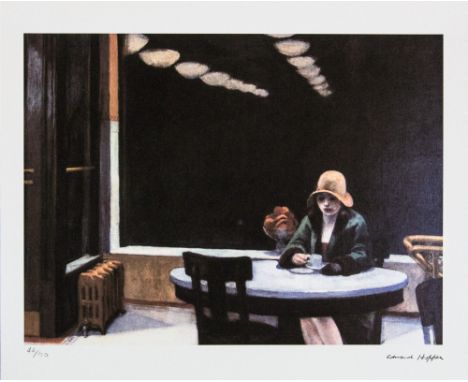 Edward Hopper (after) 'Automat' limited adition 46/150, lithography print, signed bottom right, numbered with pencil bottom l