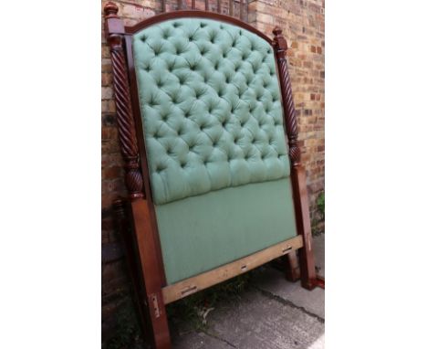 Victorian mahogany four poster double bed.   CONDITION REPORT:  Foot board split and repairs.