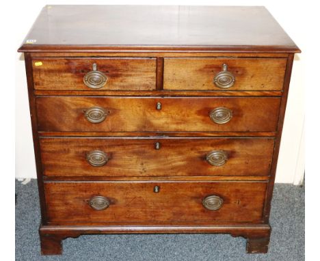 Early 19th century chest of two short and three long drawers raised on bracket feet, 90cm x 94cm.