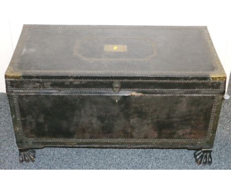Victorian studded leather trunk.