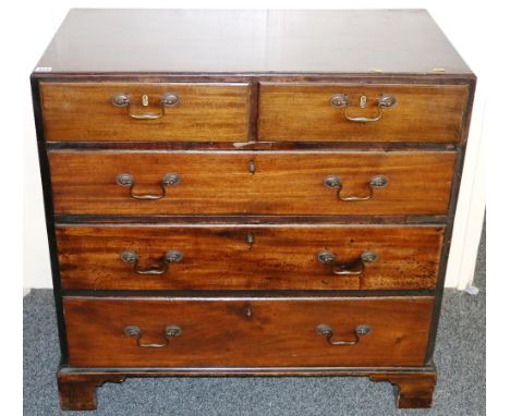 Early 19th century chest with two short and three long drawers raised on bracket feet, 89cm x 92cm.