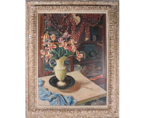 PAUL DE LABOULAYE (French 1902-1961) Flowers in a jug Oil on canvas, signed72cm x 53cm Provenance: Arthur Tooth label verso  