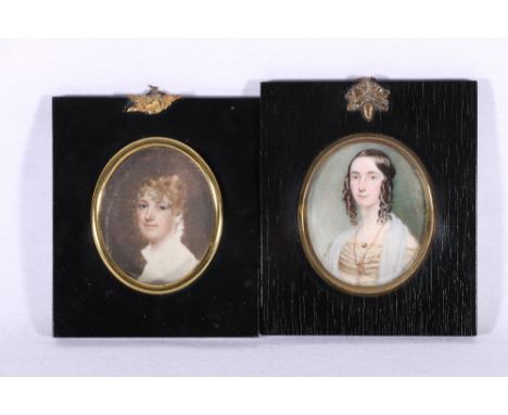 BRITISH SCHOOL (19TH CENTURY) Portrait of Jane DuffWatercolour, oval miniature7cm x 5.5cmand another portrait miniature of a 
