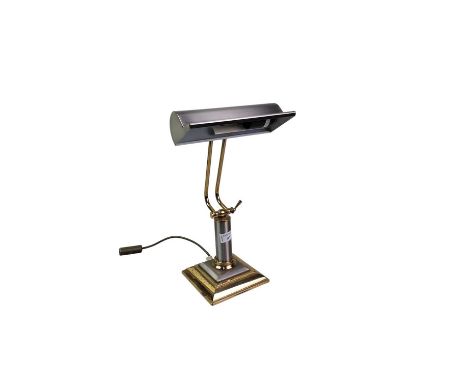 BANK TELLER'S DESK LAMP, with chrome effect shade38cm high