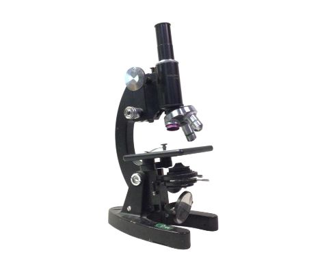 COOKE, TROUGHTON & SIMS MICROSCOPE, in a black colourway, with stamped makers name, uncased33cm high
