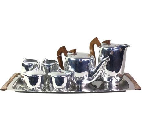 PIQUOT WARE TEA AND COFFEE SERVICE, with tray