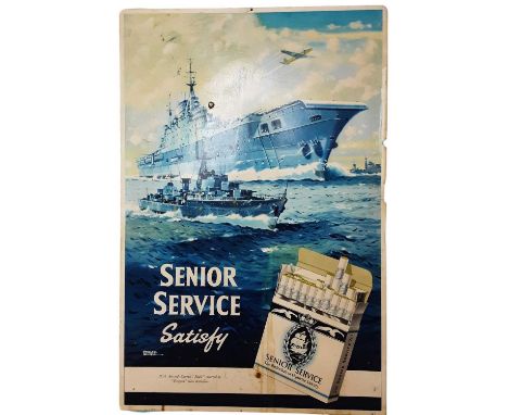 VINTAGE ADVERTISING POSTER, SENIOR SERVICE CIGARETTES on board76.5cm high x 50.5cm wide 
