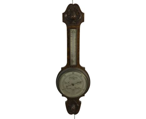 OAK CASED BAROMETER, inscribed 'Willie Martin CF-QP 30 goals 1937-38'82cm high