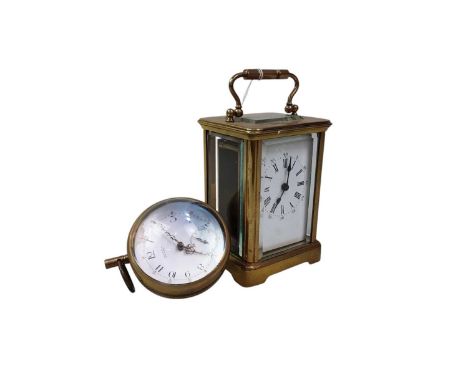 GLASS ORB DESK CLOCK, ALONG WITH A CARRIAGE CLOCK the dial of the desk clock marked TIFFANY &amp; CO. NEW YORKthe first 6cm d