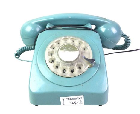 VINTAGE TELEPHONE, AND A GLOBE in rotary blue, along with a globeglobe 31cm highQty: 2The telephone is in working condition, 