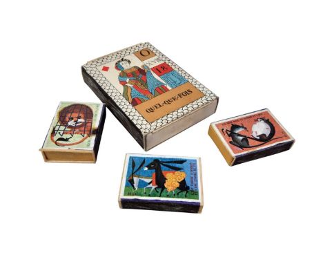 COLLECTION OF MATCHBOXES, AND OTHER ITEMS  including postage stamps, lead soldiers, and vintage games, along with a tin conta