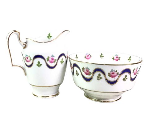 CROWN STAFFORDSHIRE PART TEA SERVICE, with floral and gilt decoration