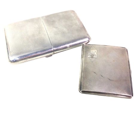 GEORGE VI SILVER CIGARETTE CASE, ALONG WITH A FURTHER SILVER CIGARETTE CASE the first with unusual division lid, each with en