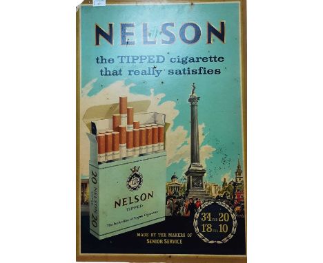 VINTAGE ADVERTISING POSTER, NELSON CIGARETTES  on board76.5cm high x 51cm wide