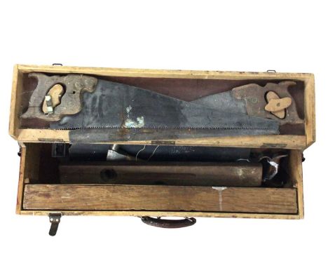 COLLECTION OF VINTAGE CARPENTERS TOOLS, contained in two wooden cases