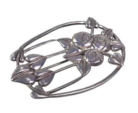 GROUP OF SILVER JEWELLERY, comprising three brooches, three pendants and a gate braceletQty: 85gNo clear damages present, wit