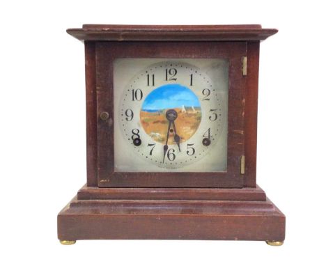MAHOGANY MANTEL CLOCK, LATE 20TH CENTURY  along with a desk clock and a telephonemantel clock 23cm highQty: 3
