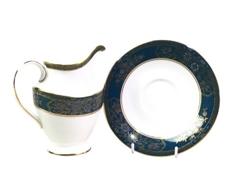 ROYAL DOULTON TEA AND DINNER SERVICE, CARLYLE PATTERN  comprising cups, saucers, plates, cream, tea pot and coffee pot 
