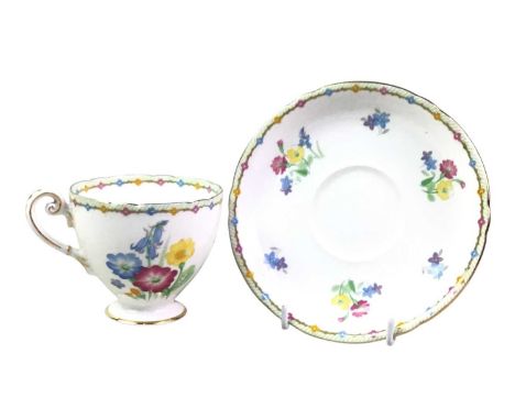 GROUP OF TRIOS, including Shelley and Royal Albert, with floral decoration