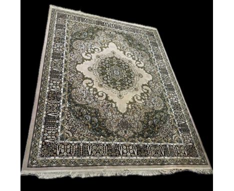 EASTERN CARPET, 20TH CENTURY  machined, decorated with floral motifs within borders with fringed edging270cm wide275cm x 365c