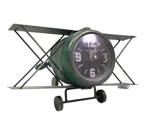 GROUP OF AERONAUTICAL RELATED ITEMS, including a plane modelled as a clock, two goggles, a model plane, also opera glasses an