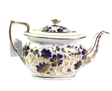 EARLY 19TH CENTURY ENGLISH PART TEA SERVICE, comprising nine cups, nine saucers, cake plate and teapotQty: 20Scratches, gildi