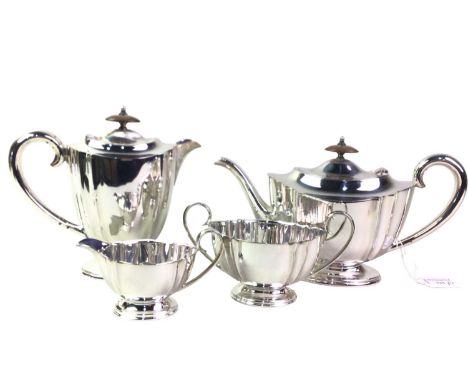 SILVER PLATED FOUR PIECE TEA AND COFFEE SERVICE, stamped JD.S