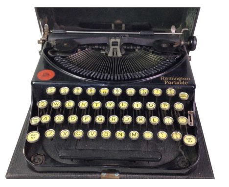 VINTAGE TYPEWRITER, AND OTHER ITEMS  including a wind-up gramophone and a shove ha'penny boardQty: 3Keys do not fully go down