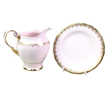SHELLEY TEA SERVICE, STOCKS PATTERN  along with Tuscan plates, bowls and jugs
