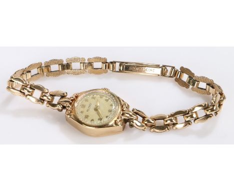 Rotary 9 carat gold ladies wristwatch, the signed dial with Arabic and heart form markers, manual wound on a 9 carat metal co