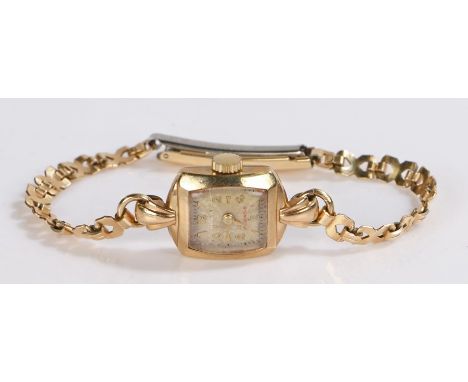 Renown 9 carat gold ladies wristwatch, the signed dial with Arabic and baton markers, manual wound, on a Montal adjustable gi